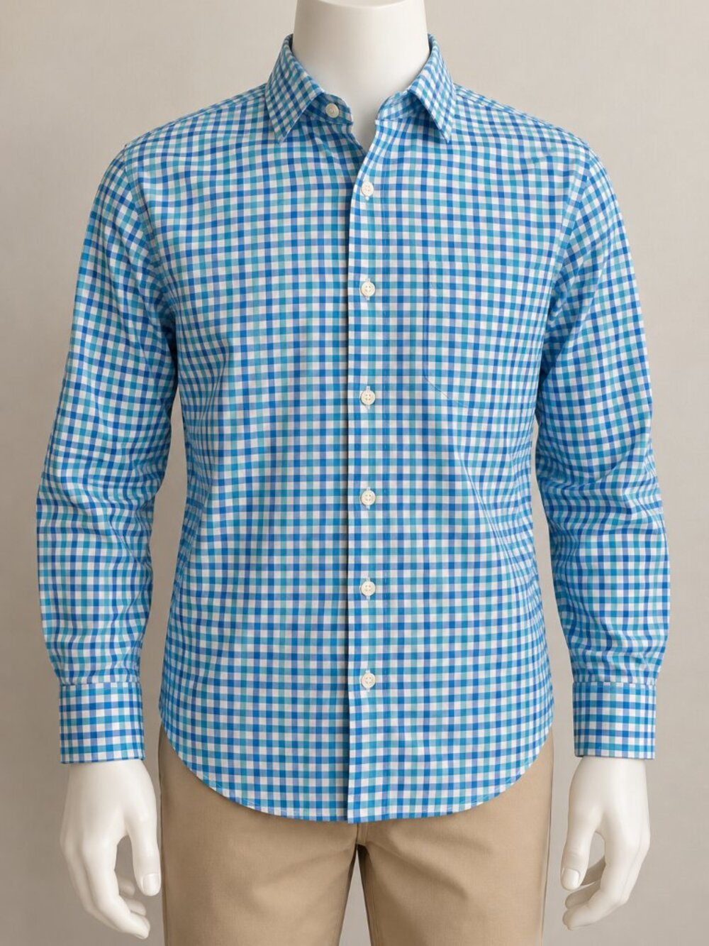 💙 J.Crew Boys Blue Gingham Check Button-Down Shirt – Large (14–16)